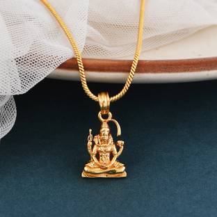 PYR Fashion mahakal gold plated pendant locket::shankar bhagwan locket::lord shiva chain Gold-plated Brass Pendant Set