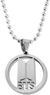 Uniqon Silver Color 3D BTS Round Coin/Sikka Locket Pendant Necklace With Chain Silver Stainless Steel Locket Set