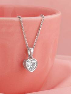GIVA 925 Silver Coeur Pendant with Box Chain|Lifetime Plating|6 Month Warranty Rhodium Zircon Sterling Silver Pendant