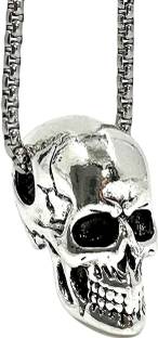 THE MEN THING Silver Skull Pendant with 24inch Chain, European Style - Chain & Pendant for Men Stainless Steel Pendant