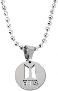 De-Ultimate Silver Color Unisex 3D BTS Round Coin/Sikka Locket Pendant Necklace With Chain Silver Stainless Steel Locket Set
