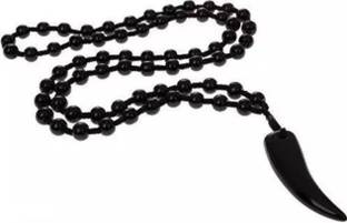 zebisco Mirchi Shape Locket Black Beads Mala Necklace (Cotton Dori) for Men Boys Gold-plated, Platinum, Sterling Silver, Titanium Crystal, Cubic Zirconia, Zircon Silver, Stainless Steel, Sterling Silver, Stone, Titanium, Zinc Locket