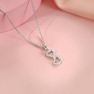 GIVA 925 Silver All Hearts Pendant With Link Chain Rhodium Zircon Silver Pendant