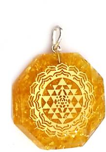 AIR9999 Shri yantra Laxmi Yantra Citrine Crystal Chips in Orgone pendant Citrine Resin, Crystal Pendant