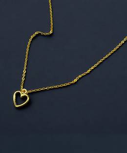 The Glitz Gallery Heart Anti-Tarnish Gold-Plated Chain Pendant Gifts for Women and Girls Gold-plated Alloy Locket Set
