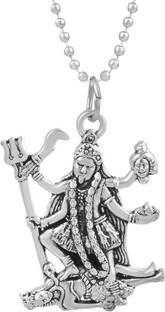 morir Silver Plated Goddess Kali, Mother Kali, Maa Kali Durga Chain Pendant Silver Brass Pendant