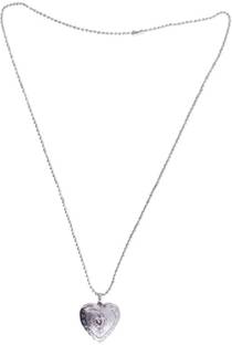 Mahakaal Jewels Silver Plated Big Heart-Shaped Picture Openable Photo Frame Lockets Pendant Silver Brass Pendant