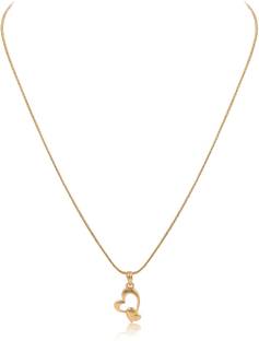 Gilher Fancy Gold Plated Heart Pendant Chain For Women And Girl Gold-plated Plated Alloy Chain