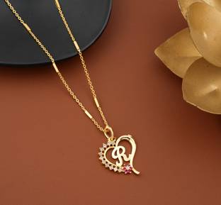 Jewel WORLD R letter locket pendants alphabet name gold plated alloy new model design with 19 inch chain for girls/women Gold-plated Alloy