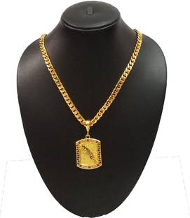 Sipradh Gold Plated chain with Pendant For Men and BoysJaguar SQUARE & SEHVANG Gold-plated Diamond Alloy Pendant Set