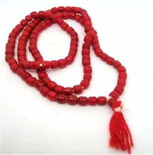Chopra Gems Red Coral Mala / 108 Beads Mala / Religious Moonga Mala Coral Wood