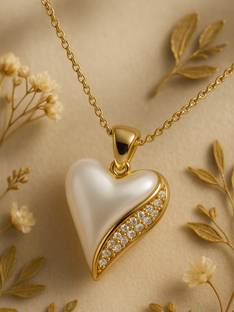 SPYRONIX REAL TREASURE Luxury Gold-Plated Heart Pendant with AD Stones Gold-plated Cubic Zirconia Stainless Steel Pendant