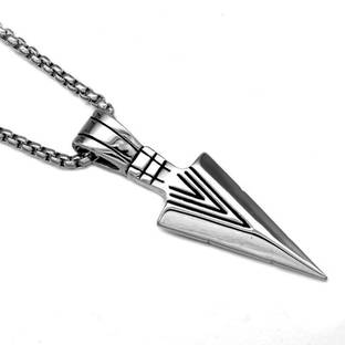 ruby collection Spearhead Arrowhead Pendant Punk Style Men's Chocker Arrow Locket Silver Stainless Steel Pendant