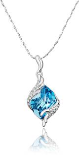 YELLOW CHIMES Shinning Square Sterling Silver Swarovski Crystal Sterling Silver Pendant