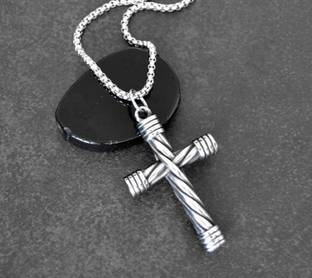 P. R. PRINTS Stainless Steel Cross Necklace Religious Cross Pendant Chain for Men & Women Stainless Steel Necklace Set