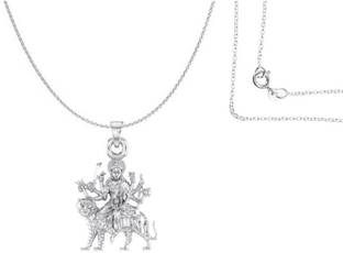 Akshat Sapphire Sterling Silver (92.5% Purity) Goddess Durga Maa Anchor/Cable Chain Pendant Sterling Silver Pendant Set