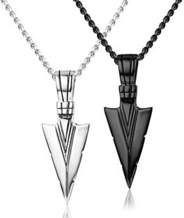 accessoo Black Silver Arrow Design Pendant for Men Boys Set. Alloy Necklace
