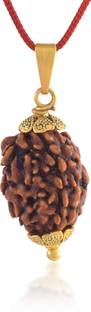 Admier 3 Mukhi Nepali Rudraksha Pendant THREE Faced Rudraksha Natural & Certified Gold-plated Alloy Pendant