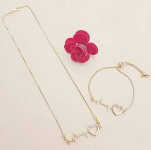 Jewel WORLD combo of 1 pendant chain & 1 gold bracelet Gold-plated Alloy Pendant