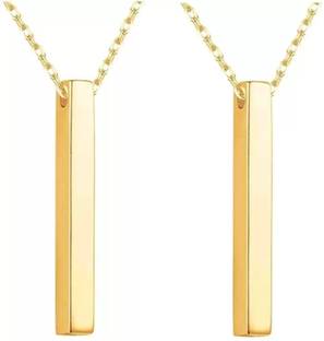 FASHOW 3D Vertical Cuboid Gold Bar Pendant Necklace (2 Pcs) for Men Titanium Stainless Steel Pendant