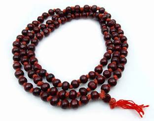 SSG Collections | Lal Chandan Mala/ Red Sandalwood Rosary String, Having 108+1 Beads of 6-8mm Size | For Jaap/Chanting, Wearing & Praying | 100% Original & Natural Maala | Wood Pendant