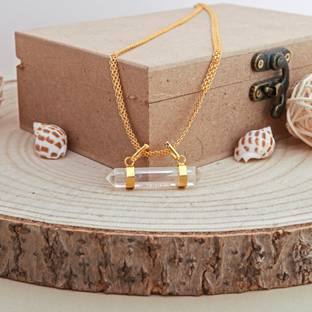 EXCEL Quartz Crystal Pendant Gold Plated(Without chain) Crystal Pendant