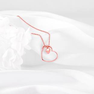 GIVA Anushka Sharma Rose Gold Heart with Link Chain for women Rhodium Silver Pendant