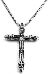 THE MEN THING Cross Pendant with 24inch Chain for Men,Milan trending Style - Chain & Pendant Silver Stainless Steel Pendant