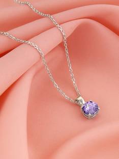GIVA 925 Silver Gracious Purple Pendant |Lifetime Plating|6 Month Warranty Rhodium Zircon Sterling Silver Pendant