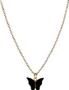 AmazingKarts Black Chain Butterfly Design Gold-plated Locket.(Style-83) Metal Pendant