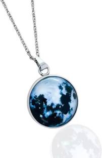 SILVOSWAN Glow In The Dark Moon Necklace Pendant perfect gift for moon lover Alloy