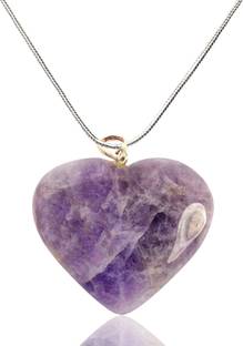 REIKI CRYSTAL PRODUCTS Natural Amethyst Heart Shape Pendant Locket with Metal Chain for Unisex Amethyst, Agate Crystal Pendant