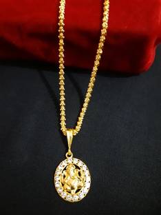 Aviate Ganesh Round Diamond & CHANDRAMUKHI Gold-plated Diamond Alloy Pendant Set