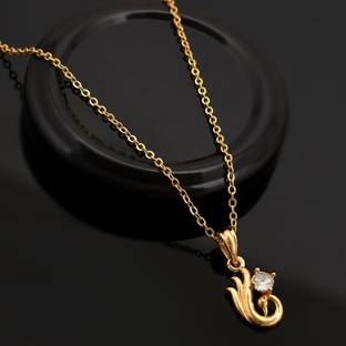 PYR Fashion gold lockets for girls ::gold long chain with pendant for women Gold-plated Brass Pendant Set