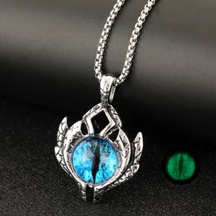Devora Stylish Evil Eye Pendant Locket with Chain for Men & Boys Rhodium Alloy, Sterling Silver Locket