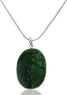 CRYSTU Natural Green Aventurine Oval Shape Pendant Locket with Metal Chain for Unisex Agate Crystal, Stone Pendant