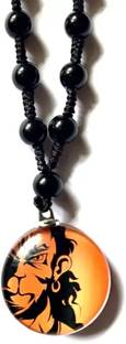 Kanak Jewels Religious Hanuman Locket With Onyx Cotton Dori, Crystal Pendant Acrylic,Pendant Acrylic, Cotton Dori Pendant