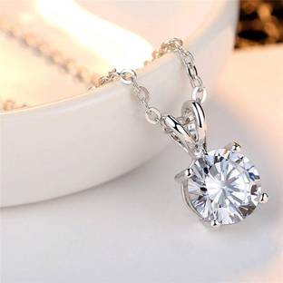 MYKI Rabit Style Loop Solitaire American Diamond Fashionable Pendant Necklace for Girls & Women With Chain Gold-plated Swarovski Zirconia Sterling Silver Pendant