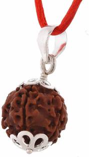 NAKSHATRA JUNCTION 5 Mukhi Silver Certified Pure Siddha Rudraksha Pendent From Nepal Original And Certified Wood
