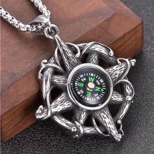 M Men Style Compass With Box Chain Travel North Star Free Tracked Shipping Gift For Him Titanium Stainless Steel Pendant