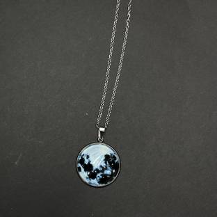 sky cart Glowing Moon Necklace Stainless Steel Pendant locket Steel Pendant