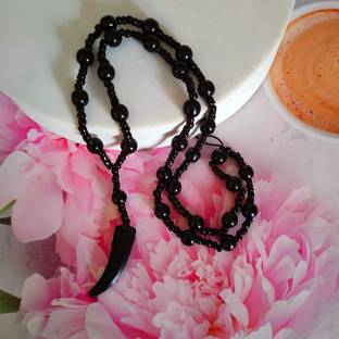 शिव जगदम्बा New Design Bahubali Tooth Beads Mala Rhodium क्रिस्टल, कॉटन डोरी पेंडेंट