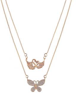 YELLOW CHIMES Combo of 2 Butterfly and Swan Designed Pendants for Women & Girls Gold-plated Crystal Alloy Pendant