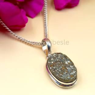 VIBESLE Original Pyrite Raw Pendant for Attract Money Wealth Money Magnate Pyrite Locket Crystal Pendant