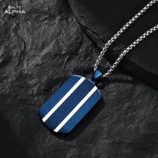 Salty ALPHA Stainless Steel Jacob Blue Pendant-Silver Mens Locket accessories Stainless Steel Locket Set