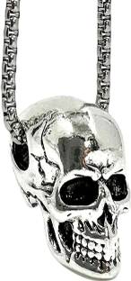 THE MEN THING Silver Skull Pendant with 24inch Chain, European Style - Chain & Pendant for Men Stainless Steel Pendant