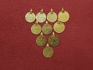 ARS 1 Gram gold Lakshmi coin combo of 10 pendant for women and girl Gold-plated Copper Pendant Set