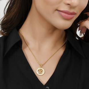 NAVYA ART Lord Shiv Om Locket with Simple Chain for Mens & Boys Women & Girls Gold-plated Alloy Pendant Set