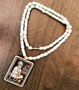 shahinpearlmart Original & Natural Wood Tulsi Kanthi Mala With hanuman Jay sita ram Wood Locket Set
