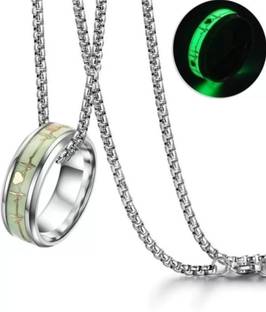Ruhi Collection Radium Ring Box Chain Pendant for Men/Boys/Girls/Women/Unisex Silver Alloy Pendant